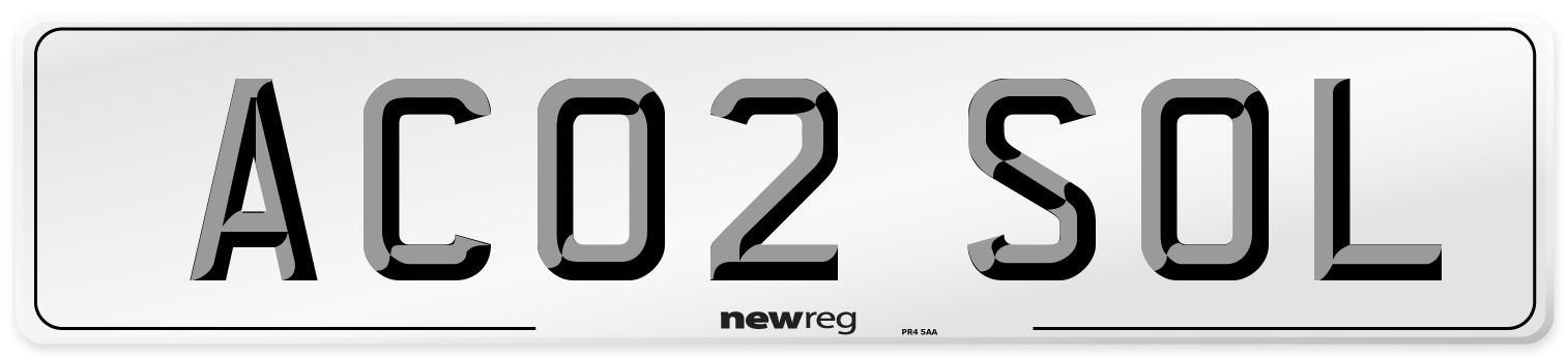 AC02 SOL Number Plate from New Reg